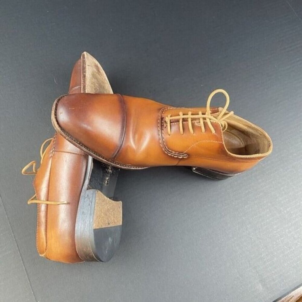 HART SCHAFFNER MARX Size 8 Brown Leather Lace-Up Oxford Men's Shoes HK349S96